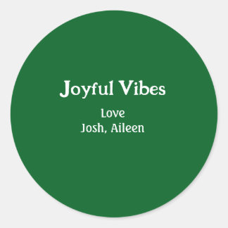 Joyful Vibes green Christmas holidays love family Runder Aufkleber