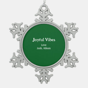 Joyful Vibes Grünen Weihnachtsferien Liebe Familie Schneeflocken Zinn-Ornament