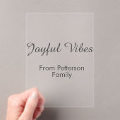 Joyful Vibes red Christmas add family name date Acryleinladungen (Insitu (Handheld))