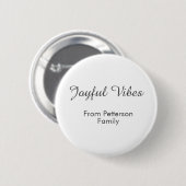 Joyful Vibes red Christmas add family name date Button (Vorne & Hinten)