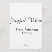 Joyful Vibes red Christmas add family name date Einladung (Rückseite)
