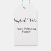 Joyful Vibes red Christmas add family name date Geschenkanhänger (Rückseite)