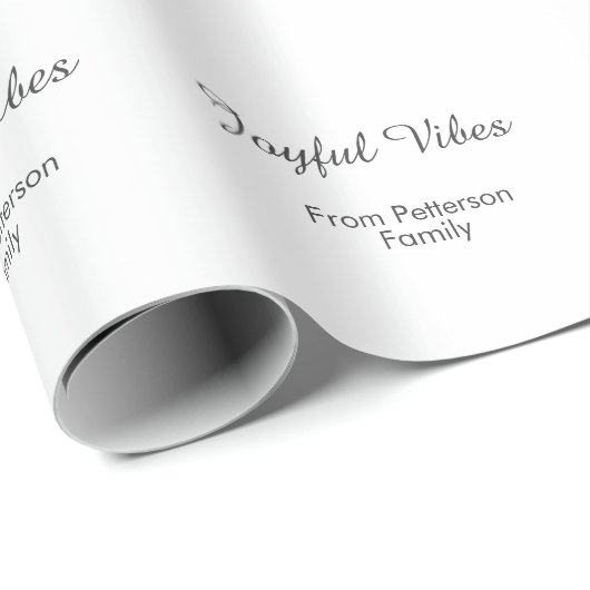 Joyful Vibes red Christmas add family name date Geschenkpapier (Rolleneckpunkt)