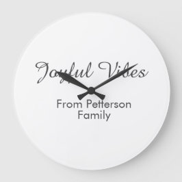 Joyful Vibes red Christmas add family name date  Große Wanduhr