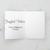 Joyful Vibes red Christmas add family name date Karte (Innenseite)