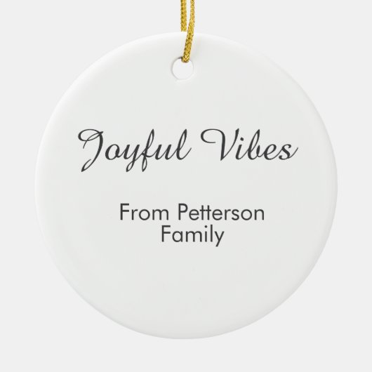 Joyful Vibes red Christmas add family name date Keramik Ornament (Vorne)