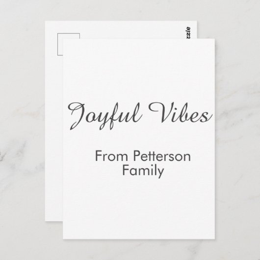 Joyful Vibes red Christmas add family name date Postkarte (Vorne/Hinten)