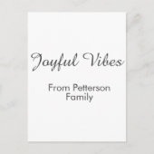 Joyful Vibes red Christmas add family name date Postkarte (Vorderseite)
