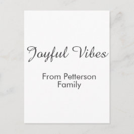 Joyful Vibes red Christmas add family name date  Postkarte