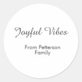 Joyful Vibes red Christmas add family name date  Runder Aufkleber (Vorderseite)