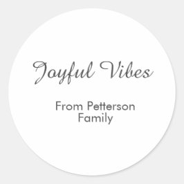 Joyful Vibes red Christmas add family name date  Runder Aufkleber