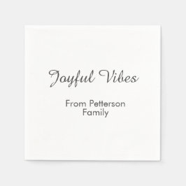 Joyful Vibes red Christmas add family name date  Serviette