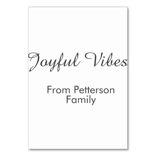 Joyful Vibes red Christmas add family name date Tischnummer (Vorderseite)