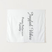 Joyful Vibes red Christmas add family name date Wandteppich (Vorderseite (Horizontal))