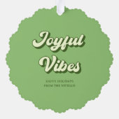 Joyful Vibes Retro Disco Ball Foto Weihnachten Ornament Karte (Rückseite)