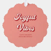 Joyful Vibes Retro Disco Ball Foto Weihnachten Ornament Karte (Rückseite)