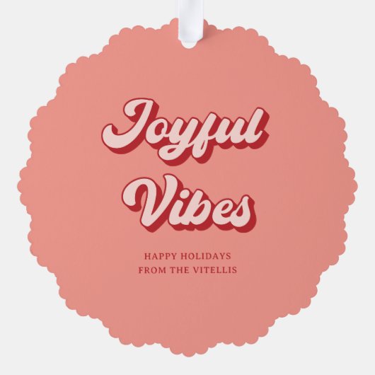 Joyful Vibes Retro Disco Ball Foto Weihnachten Ornament Karte (Rückseite)