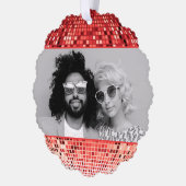 Joyful Vibes Retro Disco Ball Foto Weihnachten Ornament Karte (Links)