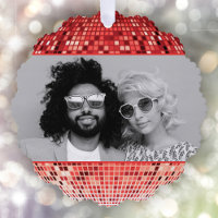 Joyful Vibes Retro Disco Ball Foto Weihnachten
