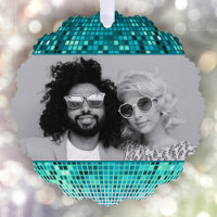 Joyful Vibes Retro Disco Ball Foto Weihnachten