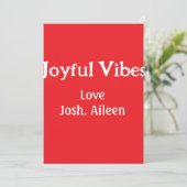Joyful Vibes Rote Weihnachtsferien Liebe Einladung (Stehend Vorderseite)