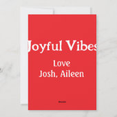Joyful Vibes Rote Weihnachtsferien Liebe Feiertagskarte (Rückseite)