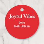 Joyful Vibes Rote Weihnachtsferien Liebe Geschenkanhänger (Rückseite)