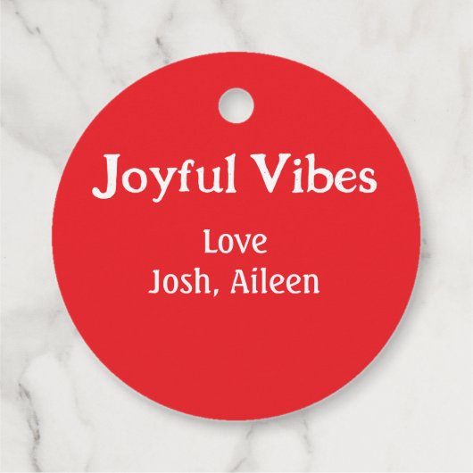 Joyful Vibes Rote Weihnachtsferien Liebe Geschenkanhänger (Rückseite)