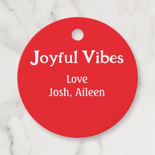 Joyful Vibes Rote Weihnachtsferien Liebe Geschenkanhänger (Vorderseite)