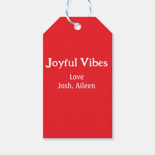 Joyful Vibes Rote Weihnachtsferien Liebe Geschenkanhänger (Vorderseite)