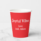 Joyful Vibes Rote Weihnachtsferien Liebe Pappbecher (Rückseite)