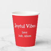 Joyful Vibes Rote Weihnachtsferien Liebe Pappbecher (Vorderseite)