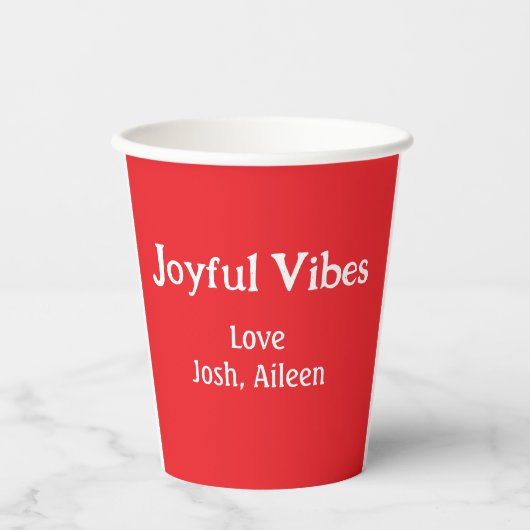 Joyful Vibes Rote Weihnachtsferien Liebe Pappbecher (Vorderseite)