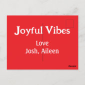 Joyful Vibes Rote Weihnachtsferien Liebe Postkarte (Rückseite)
