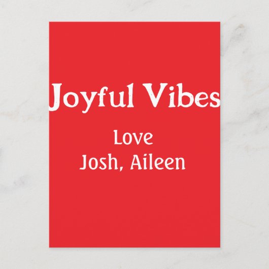 Joyful Vibes Rote Weihnachtsferien Liebe Postkarte (Vorderseite)