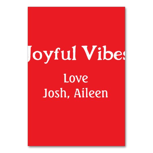 Joyful Vibes Rote Weihnachtsferien Liebe Tischnummer (Rückseite)