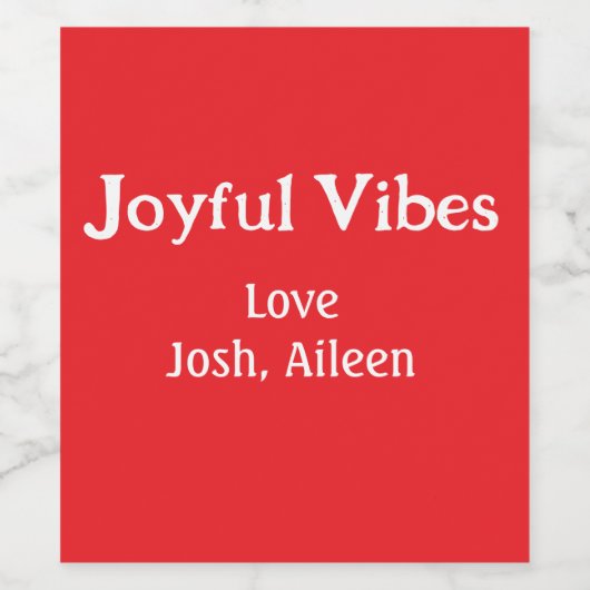Joyful Vibes Rote Weihnachtsferien Liebe Weinetikett (Einzelnes Label)