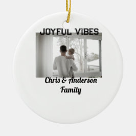 Joyful Vibes Vater Sohn Familie Weihnachtsfeiertag Keramik Ornament