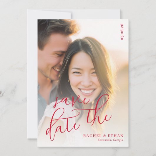 Joyful Warm Romantic Photo Save The Date (Vorderseite)