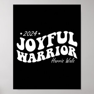 Joyful Warrior Kamala Harris Tim Walz 2024 Groovy Poster