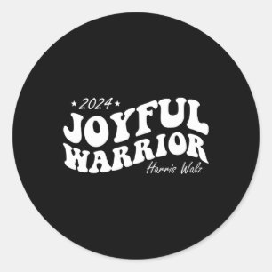 Joyful Warrior Kamala Harris Tim Walz 2024 Groovy Runder Aufkleber