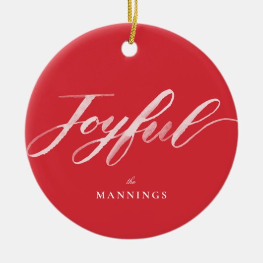 Joyful Watercolor Brush Lettern Flat Keramik Ornament (Vorne)