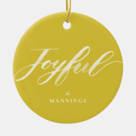 Joyful Watercolor Brush Lettern Flat Keramik Ornament