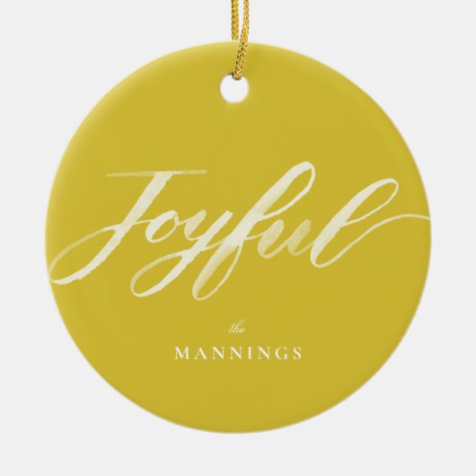 Joyful Watercolor Brush Lettern Flat Keramik Ornament (Vorne)