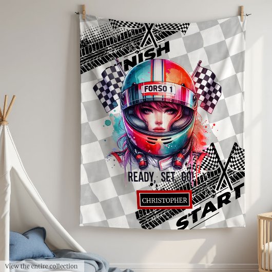 Joyful Watercolor Girl Racing Formel 1 Geschenk Fleecedecke