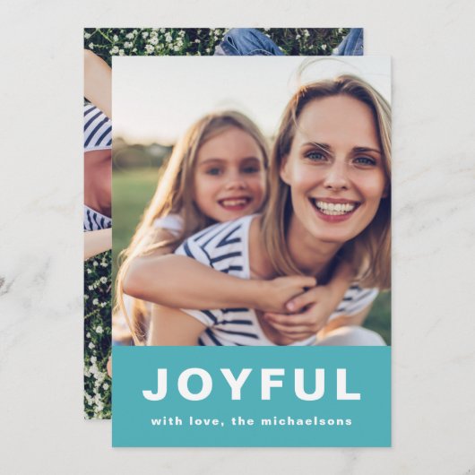 Joyful Weihnachten Vibranly Blue Two Foto Collage (Vorne/Hinten)