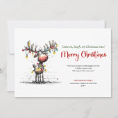 Joyful Whimsical Reindeer Christmas Greeting Feiertagskarte (Vorderseite)