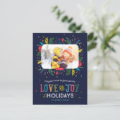 Joyful Whimsy Holiday Foto Postkarte (Stehend Vorderseite)