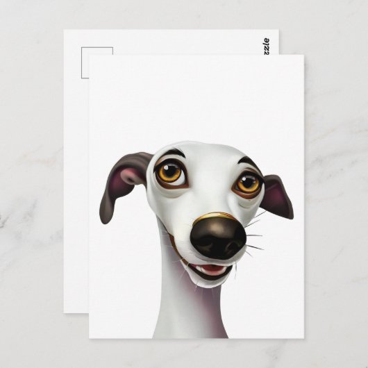 Joyful Whippet - Ein Cartoon Style Artwork Postkarte (Vorne/Hinten)