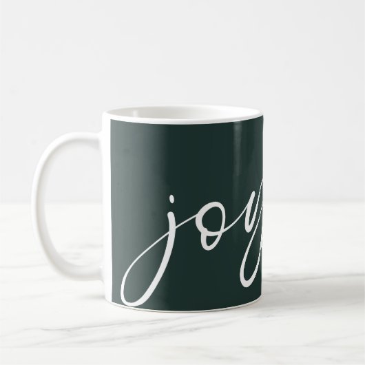 Joyful White Calligraphy Name Dark Green Kaffeetasse (Links)